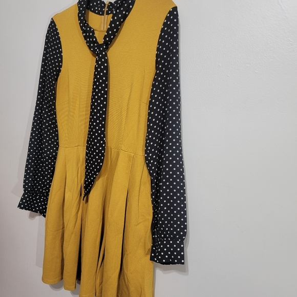 Smak Parlour ModCloth Mustard and Polka Dot Retro Dress Small - Picture 4 of 7
